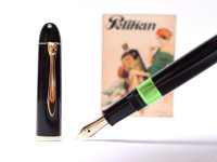 Rare 1956 Pelikan 140 All Black Gunther Wagner Super Flexible 14K Gold F to BB Nib Fountain Pen