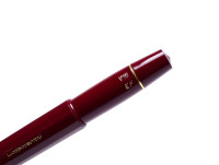 Burgundy Maroon Red Pocket Size KAWECO Sport V16 EF 14K Gold Nib Fountain Pen in Red Leather Pouch