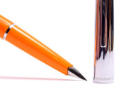 Original PATROMATIC Cartridge/ Converter Filler Orange & Silver Steel EF Extra Fine Nib Fountain Pen