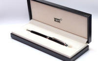 Montblanc 164 Classique Meisterstück / Masterpiece Ballpoint Pen Platinum Trim Line & Black Resin Twist Ballpoint Pen In Box with Refill