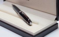 Montblanc 164 Classique Meisterstück / Masterpiece Ballpoint Pen Platinum Trim Line & Black Resin Twist Ballpoint Pen In Box with Refill