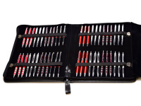Rare Rotring 48 Slots High Quality Black PU Leather Zipper Pouch Fountain Ballpoint Pen Pencil Case Holder/Folder