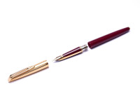 1957 Waterman C/F (CF) Gold Filled & Burgundy Red Resin - First Cartridge 18K Gold F Nib Fountain Pen