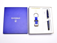 Rare NOS Waterman Expert II Dune CT Marbled Blue & Chrome F Fine Nib Fountain Pen Set In Box