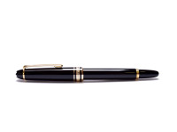 1991 Small Mini Montblanc Meisterstuck Masterpiece W. A. Mozart Black Resin & Gold Fountain & Pencil Set in Box