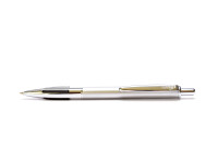 NOS New Rotring Athens Cushioned Quad Grip Matte Chrome Black & Silver Push Button Ballpoint Pen in Casing