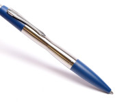 Rare Made in UK 2002-2005 NOS Heavy Stainless Steel PARKER Dimonite Prussian Dark Blue Ballpoint Pen in Box
