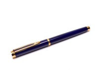 Classic 1990s WATERMAN Ideal Gentleman Blue Lacquer & Gold 18K 750 F Flex Nib Fountain Pen
