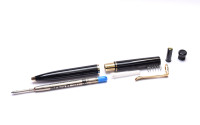 Rare 1990s Pelikan K400 Type 1 Old Style Black Resin & Gold Push Button Ballpoint Pen with Price Tag