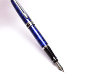 Rare NOS Waterman Expert II Dune CT Marbled Blue & Chrome F Fine Nib Fountain Pen Set In Box