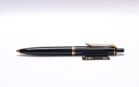 Rare 1990s Pelikan K400 Type 1 Old Style Black Resin & Gold Push Button Ballpoint Pen with Price Tag