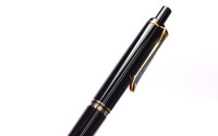 Rare 1990s Pelikan K400 Type 1 Old Style Black Resin & Gold Push Button Ballpoint Pen with Price Tag