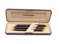 Paper Mate M Medium Nib Fountain Pen Push Button Ballpoint Pen & Mechanical Pencil Set in Box