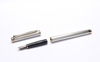 Rare Mint 1992 Pelikan New Classic P390 Barleycorn Texture Silver & Gold Plated Two Tone 18K Flex M Nib Fountain Pen