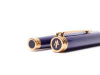 Classic 1990s WATERMAN Ideal Gentleman Blue Lacquer & Gold 18K 750 F Flex Nib Fountain Pen