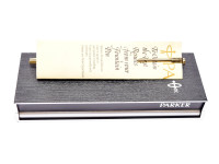 NOS 1960s Made in England PARKER 45 "Deluxe" All Rolled Gold 14K Gold F Flexible Nib Fountain Pen in Box