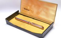 Rare Mint 1992 Pelikan New Classic P390 Barleycorn Texture Silver & Gold Plated Two Tone 18K Flex M Nib Fountain Pen