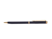 1990s NOS WATERMAN Gentleman Slimline Black Lacquer & Gold Plated Rollerball & Ballpoint Set in Box