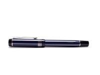 Rare 2004 UK PARKER Duofold International Special Edition Pinstripe Dark Navy Oxford Blue PT 18K Gold M Medium Nib Fountain Pen  w/ Piston Converter