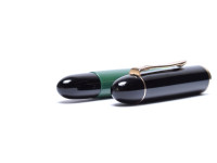 Vintage Mint 1955 Pelikan 120 Type I Black & Green Semi-Flex F Fine Steel Nib Piston Fountain Pen