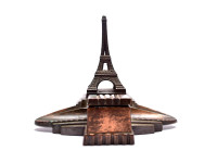 Antique Eiffel Tower Solid Cast Brass/Bronze Base Stand w/ Inkwell for One Fountain Rollerball Ballpoint Pen Holder