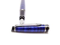 Rare NOS Waterman Expert II Dune CT Marbled Blue & Chrome F Fine Nib Fountain Pen Set In Box