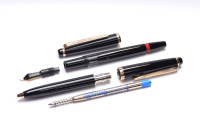1980s West W. Germany Mint Stunning Rotring Renaissance 2nd Series Black Resin Fountain & Ballpoint Pen Set in Box