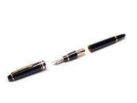 1991 Small Mini Montblanc Meisterstuck Masterpiece W. A. Mozart Black Resin & Gold Fountain & Pencil Set in Box