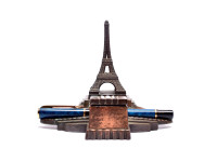 Antique Eiffel Tower Solid Cast Brass/Bronze Base Stand w/ Inkwell for One Fountain Rollerball Ballpoint Pen Holder