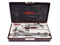 NOS Vintage Rotring Professional Chrome Plated 5 Pieces Compass Set in Original Box 