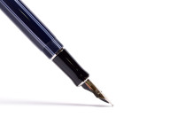 Rare 2004 UK PARKER Duofold International Special Edition Pinstripe Dark Navy Oxford Blue PT 18K Gold M Medium Nib Fountain Pen  w/ Piston Converter