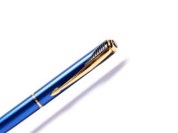 Parker Inflection Tranquil Marine Blue Lacquer Satin 14k Gold Plated Ballpoint Pen In Box
