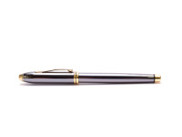 CROSS Townsend Titanium Gray Lacquer & 23K Gold Plate Rollerball Pen Made in USA in Box