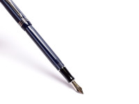 Rare 2004 UK PARKER Duofold International Special Edition Pinstripe Dark Navy Oxford Blue PT 18K Gold M Medium Nib Fountain Pen  w/ Piston Converter