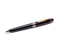 1991 Small Mini Montblanc Meisterstuck Masterpiece W. A. Mozart Black Resin & Gold Fountain & Pencil Set in Box