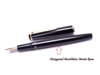 Vintage Black Resin Hexagonal Montblanc Monte Rosa Fountain Pen Body Barrel & Piston Unit Part Spare Repair