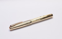 Stunning Custom Art Deco 1930s WATERMAN'S Ideal Solid 18KR or Thick Gold Filled Barleycorn Overlay w/ 14K Super Flex Nib Lever Filler Fountain Pen Made in USA