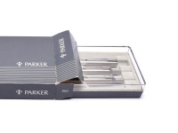 Parker Jotter M Medium Nib Fountain Pen Push Button Ballpoint Pen & Mechanical Pencil Set in Box