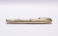 Stunning Custom Art Deco 1930s WATERMAN'S Ideal Solid 18KR or Thick Gold Filled Barleycorn Overlay w/ 14K Super Flex Nib Lever Filler Fountain Pen Made in USA