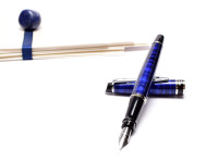 Rare NOS Waterman Expert II Dune CT Marbled Blue & Chrome F Fine Nib Fountain Pen Set In Box