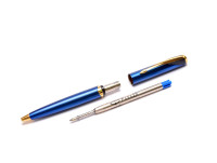 Parker Inflection Tranquil Marine Blue Lacquer Satin 14k Gold Plated Ballpoint Pen In Box