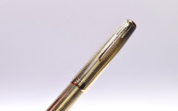 Stunning Custom Art Deco 1930s WATERMAN'S Ideal Solid 18KR or Thick Gold Filled Barleycorn Overlay w/ 14K Super Flex Nib Lever Filler Fountain Pen Made in USA