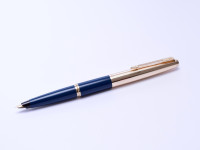 Rare 1960s Made in England PARKER 45 "Deluxe" Dark Navy Blue & Rolled Gold 14K Gold F Semi Flex Nib Fountain Pen with bladder converter 