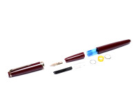 Rare Mint Large 1960s MONTBLANC No.14 Masterpiece Meisterstuck Burgundy Maroon Red Resin 14K Gold EF Flexible Nib Fountain Pen