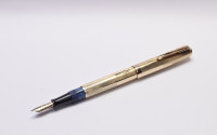 Stunning Custom Art Deco 1930s WATERMAN'S Ideal Solid 18KR or Thick Gold Filled Barleycorn Overlay w/ 14K Super Flex Nib Lever Filler Fountain Pen Made in USA