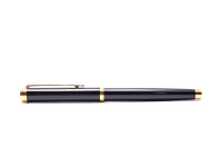 1990s WATERMAN Ideal Gentleman Black Lacquer & Gold 18K F Flex Nib Fountain Pen & Slimline 0.7mm Leads Mechanical Pencil Set in Box