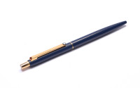 Rare Second Series 1981 Montblanc Noblesse Oblige Slimline CS (Color Slim) Matte Navy Blue Push Button Ballpoint Pen