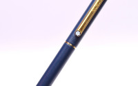 Rare Second Series 1981 Montblanc Noblesse Oblige Slimline CS (Color Slim) Matte Navy Blue Push Button Ballpoint Pen
