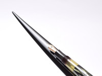 Reform LUXUS Original Never Used Amazing Art Deco 1930s Reform LUXUS Chevron "Tiger Eye" Jade Green Celluloid w/14K Super Flex Nib Fountain Pen from the "Attic Find"