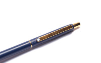 Rare Second Series 1981 Montblanc Noblesse Oblige Slimline CS (Color Slim) Matte Navy Blue Push Button Ballpoint Pen